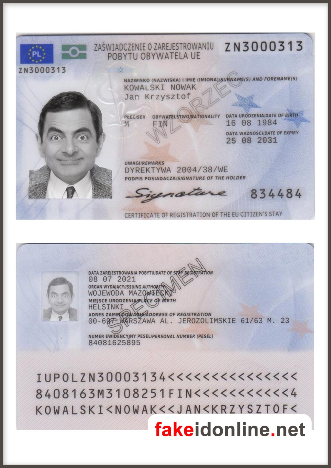 Poland Resident Permit Card PSD Template
